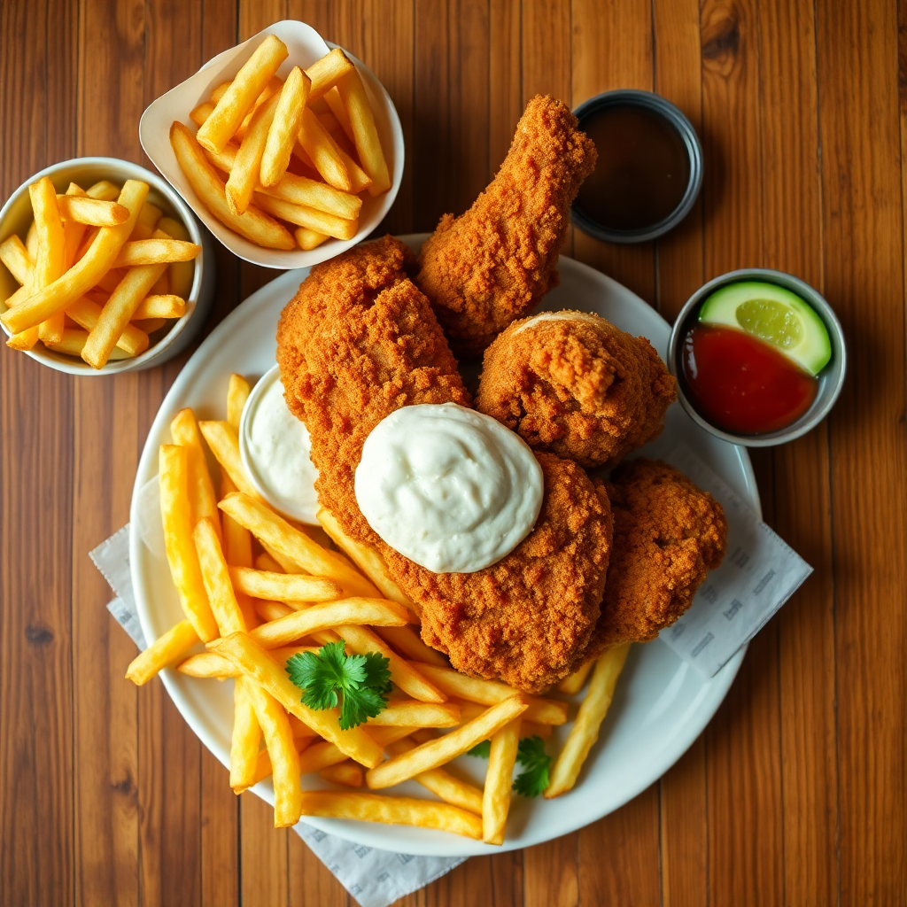 Pollería con papa frita golden